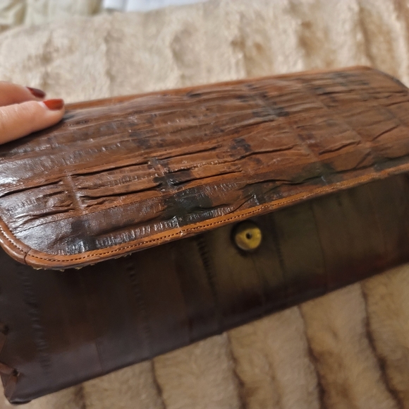 Vintage Eel Skin Leather Clutch - Picture 4 of 9